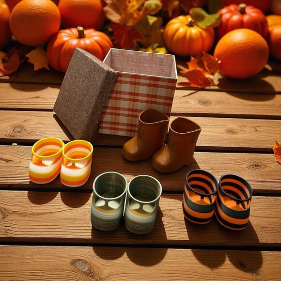 Shoes Boots For 16” Cabbage Patch Kid 3D Printed - Fall Theme 4 Pairs & Box - Picture 1 of 6